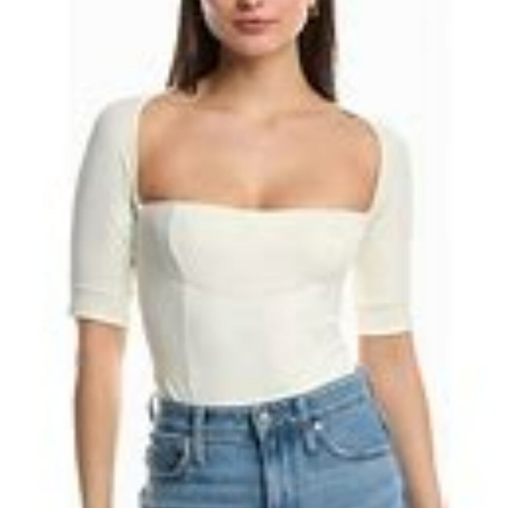 Free People Everly Ivory Square Neck Bodysuit XL